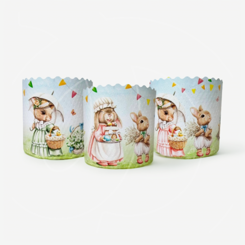 Форма для кулича "Ретро зайцы" D90 H90 10 шт 