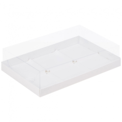 Коробка на 6 пирожных с прозрачной крышкой белая 30х19,5х8 см 070550