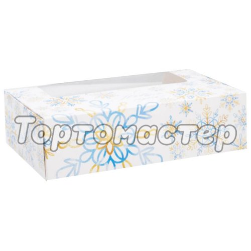 Коробка на 4 эклера и эскимо с окном "Снежинки" 25х15х7 см 7036381