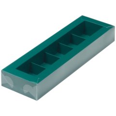 Коробка на 5 конфет с окном зелёная 23,5х7х3 см 51039
