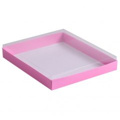 Коробка для сладостей с прозрачной крышкой сиреневая 26х21х3 см 5 шт КУ-144