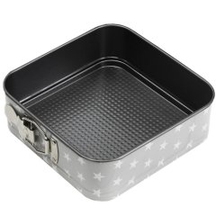 Форма металлическая разъёмная с антипригарным покрытием Квадрат серый в звёздочки 19 см 2803212