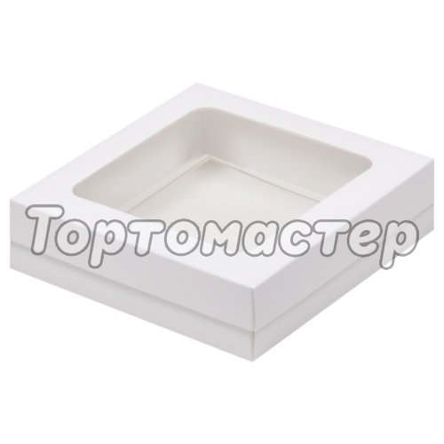 Коробка для сладостей с окном белая 15х15х4 см 070710