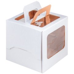 Коробка для торта/пряничного домика с окном Белая 20х20х20 см 50 шт