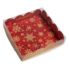Коробка для сладостей двухсторонняя Золотой Новый Год 13х13х3 см 5 шт