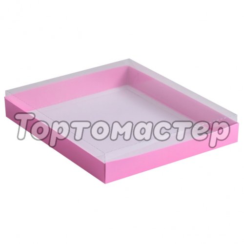 Коробка для сладостей с прозрачной крышкой Сиреневая 26х21х3 см