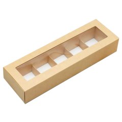Коробка на 5 конфет с окном крафт 5 шт КО0036, КУ-00557