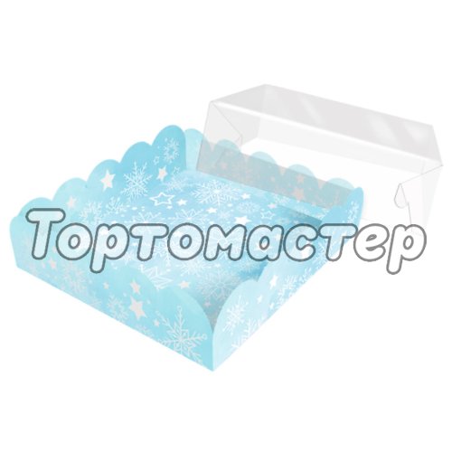 Коробка для сладостей с прозрачной крышкой "Снегурочка" 12х12х3 см КУ-00740    КУ-740