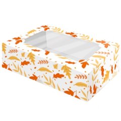 Коробка для сладостей с окном "Осенние листья" 25х15х7 см 5 шт 