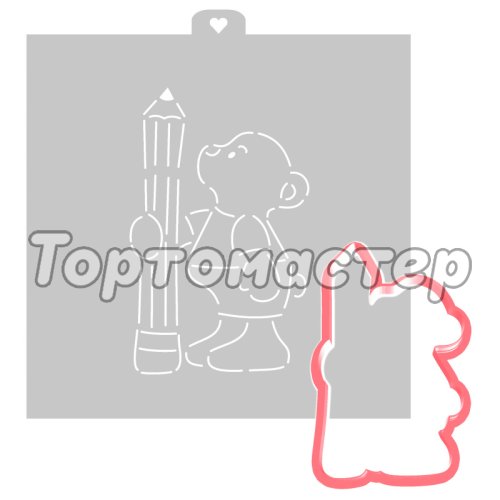 Вырубка пластиковая и трафарет LUBIMOVA Медвежонок с карандашом LC-00008975