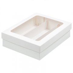 Коробка для макарон с окном белая 21x16,5x5,5 см 50 шт 080250