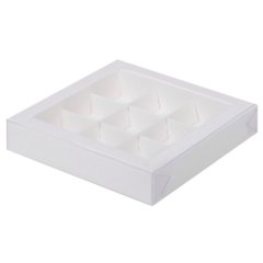 Коробка на 9 конфет с прозрачной крышкой Белая 5 шт
