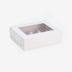 Коробка на 12 капкейков с окном белая 32х25х10 см КУ-117 , 432101