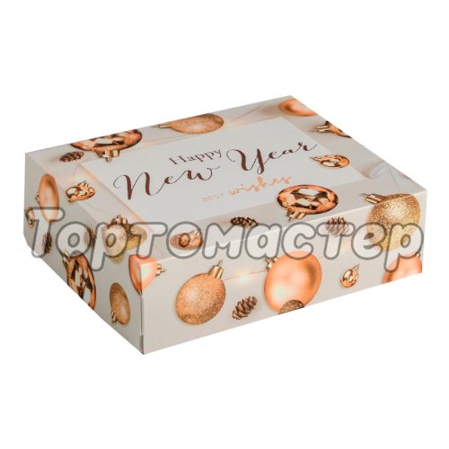 Коробка для сладостей "Ёлочные игрушки" золото 5155343