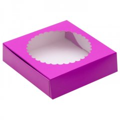Коробка для печенья/конфет с окном Фиолетовая 11,5х11,5х3 см