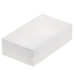 Коробка для печенья/конфет с пластиковой крышкой Белая 25х15х7см