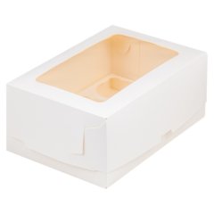 Коробка на 6 капкейков с окошком Белый 23,5х16х10 см 040830