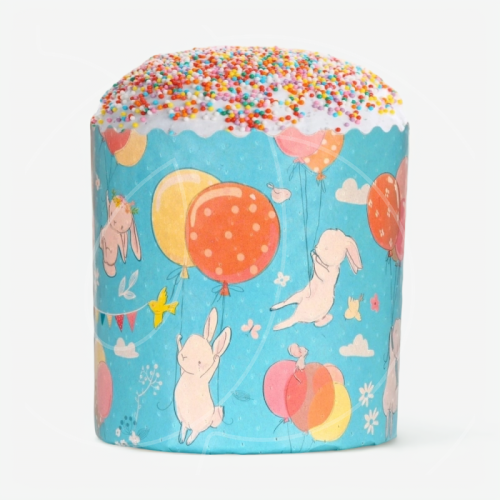 Форма для кулича "Зайцы на шарах" D70 H85 1 шт 