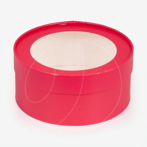 Коробка для сладостей круглая с окном красная 20х7 см 70417