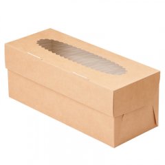 Коробка на 3 капкейка с окошком Белая/Крафт