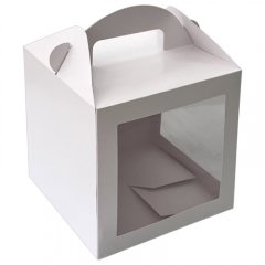 Коробка с ручкой и окном белая 18х18х18 см 5 шт КУ-395    КУ-00395