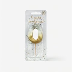 Свеча декоративная Цифра "0" Золото-Серебро 4480