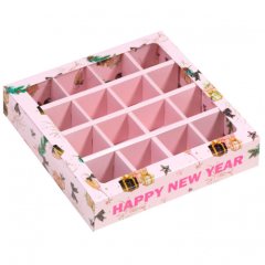 Коробка на 16 конфет с окном "Счастливого Нового Года!" 17,7х17,7х3,8 см 7119770