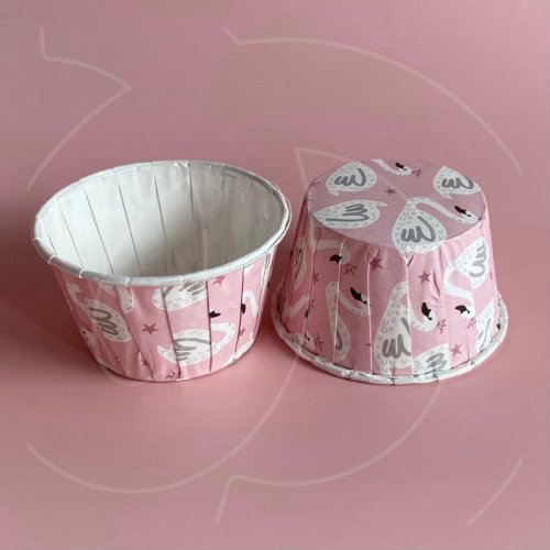 Капсула бумажная с подворотом "Лебеди" D50 H40 10 шт Б-88	