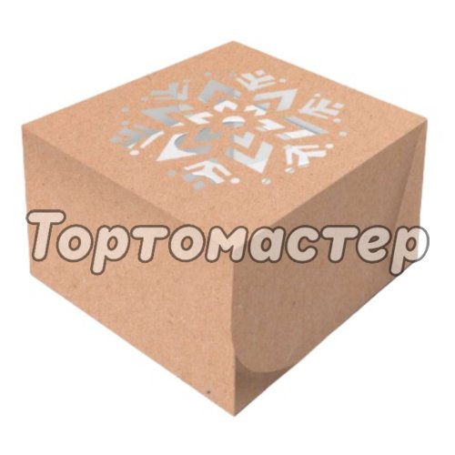 Коробка на 4 капкейка с окошком Снежинка 16х16х10 см КУ-00733    КУ-733