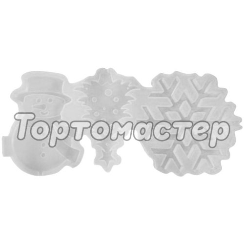 Молд силиконовый Ёлочка, снежинка, снеговик