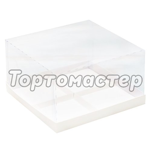 Коробка на 4 пирожных с прозрачной крышкой белая 17х17х6 см 040820-001
