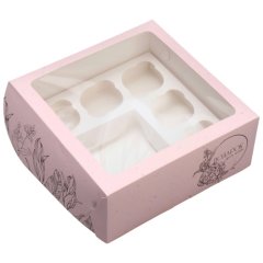 Коробка для бенто-торта и капкейков Розовая 25х25х10 см 9293388