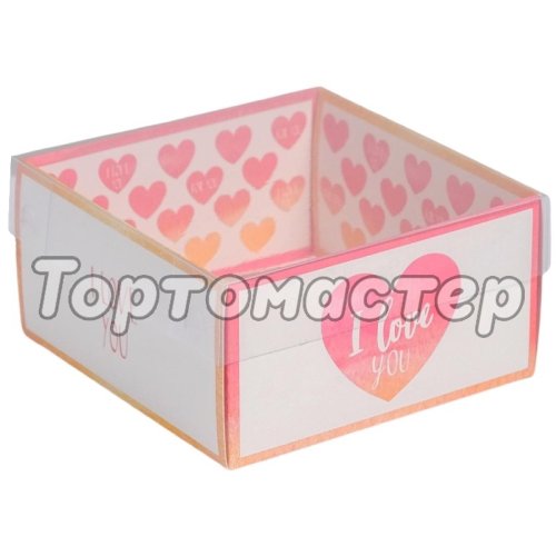 Упаковка для бенто-торта с окном "I love you" 12х6х11,5 см 5080467