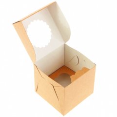 Коробка на 1 капкейк с окошком Белая/Крафт 25 шт