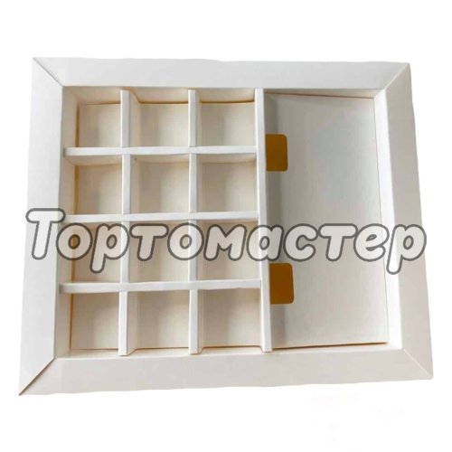 Коробка на 12 конфет и шоколадную плитку с окном 23,7х19,9х3,1 см ку-754,  КУ-00754