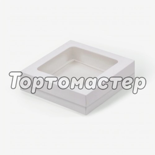 Коробка для сладостей с окном белая 15х15х4 см 070710