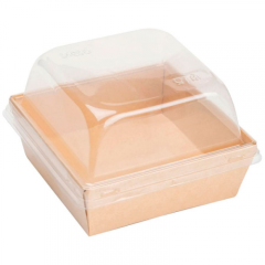 Коробка для бенто-торта крафт ForGenika 15х15х9,5 см дно 13,5х13,5 см 1 шт OSQ SmartPack 800 box + Lid SmartPack 800 domе