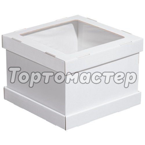 Коробка для торта с окном Белая ForGenika 26х26х20 см