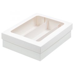 Коробка для макарон с окном белая 21x16,5x5,5 см 080250 ф