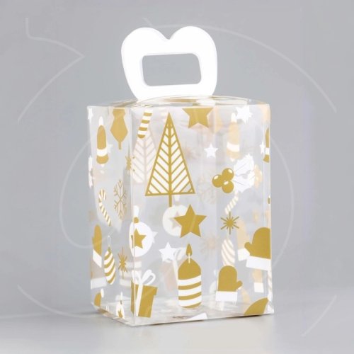 Коробка для сладостей "Новогодние элементы" 9х9х13 см 10407796