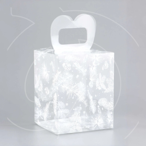 Коробка для сладостей прозрачная "Морозные веточки" 12х12х15 см 10407777