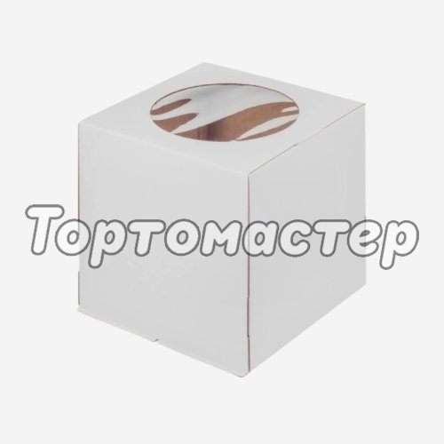 Коробка для торта с окном белая 26х26х28 см 019120