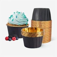 Капсула бумажная с подворотом Золото/Чёрный D50 H40 10 шт 