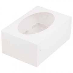 Коробка на 6 капкейков с окном белая 23,5x16x10 см 040310