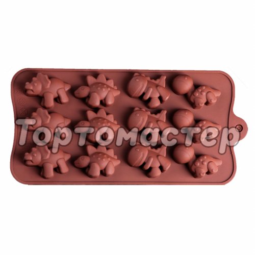 Форма силиконовая для шоколада Динозаврики 12 шт 1057114