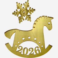 Топпер декоративный акриловый "Символ года 2026" Золото 6х7 см 