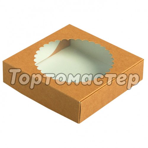 Коробка для печенья/конфет с окном Крафт 11,5х11,5х3 см 5 шт