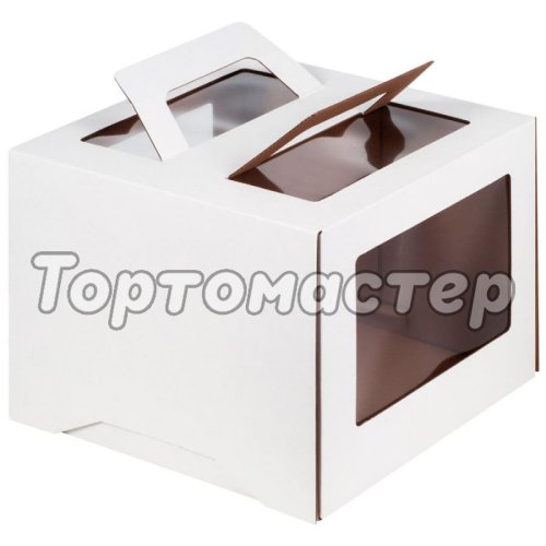 Коробка для торта с окном и ручкой Белая 28х28х20 см 019000 ф