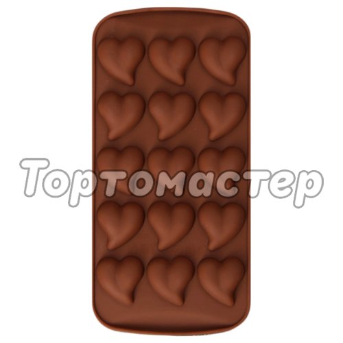 Форма силиконовая для шоколада "Сердце с хвостиком" 15 шт 2854631