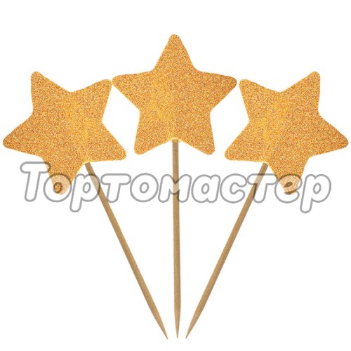 Набор топперов "Золотые звёздочки" 12 шт 2430725
